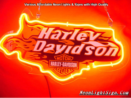 Harley Davidson Motor Cycle Fire Neon Light Sign