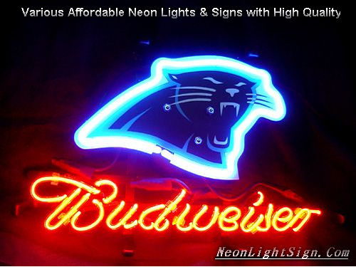 NFL Carolina Panthers Budweiser Beer Bar Neon Light Sign