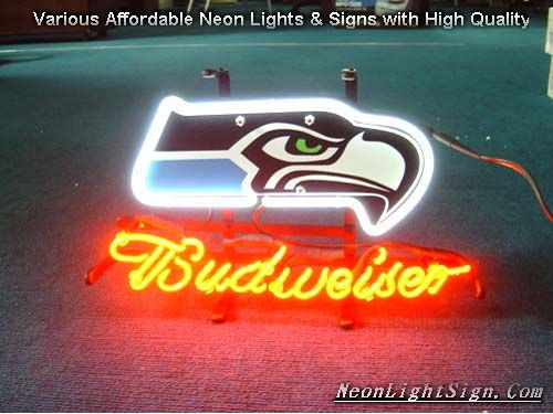 NFL Seattle Seahawks Budweiser Beer Bar Neon Light Sign