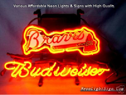 MLB Atlanta Braves Budweiser Beer Bar Neon Light Sign