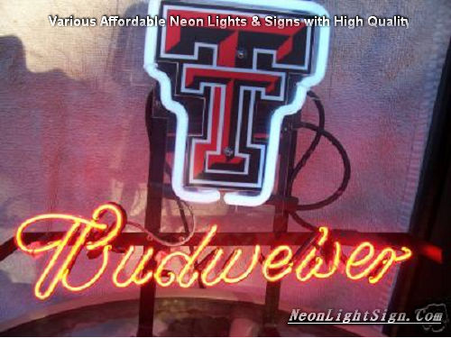 NCAA Texas Tech Budweiser Beer Bar Neon Light Sign