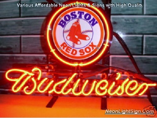 MLB Boston Red Sox Budweiser Beer Bar Neon Light Sign