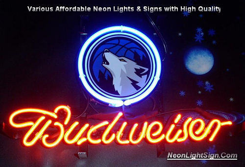 NBA Minnesota Timberwolves Budweiser Beer Bar Neon Light Sign