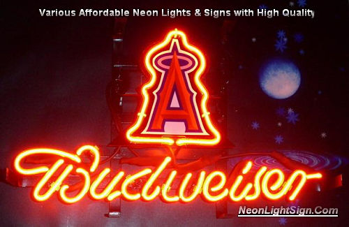 MLB ANAHEIM ANGELS Budweiser Beer Bar Neon Light Sign