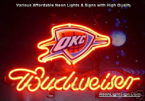 NBA Oklahoma City Thunder Budweiser Beer Bar Neon Light Sign