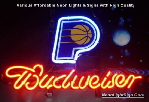 NBA Indiana Pacers Budweiser Beer Bar Neon Light Sign