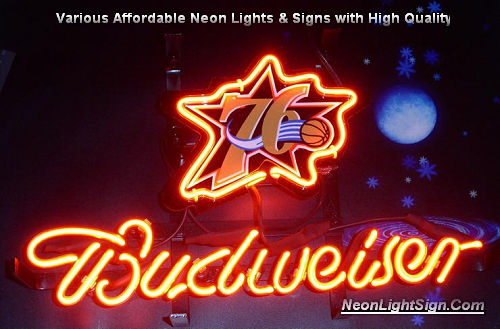 NBA Philadelphia 76 ers Budweiser Beer Bar Neon Light Sign