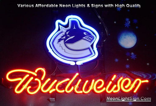 NHL VANCOUVER CANUCKS HOCKEY Budweiser Beer Bar Neon Light Sign