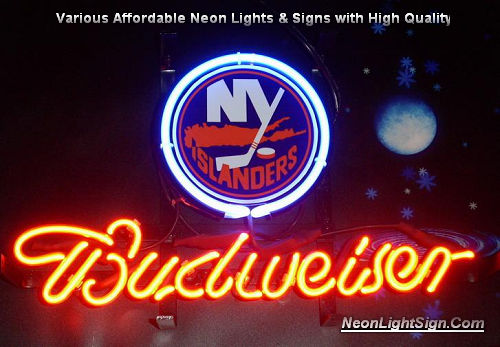 NHL NEW YORK ISLANDERS Budweiser Beer Bar Neon Light Sign