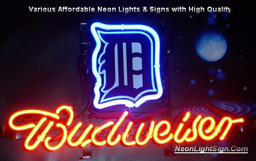 MLB Detroit Tigers Budweiser Beer Bar Neon Light Sign