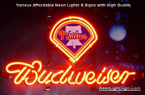 MLB Philadelphia Phillies Budweiser Beer Bar Neon Light Sign