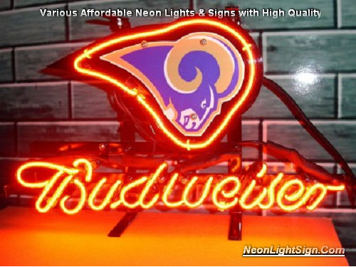 NFL ST LOUIS RAMS Budweiser Beer Bar Neon Light Sign