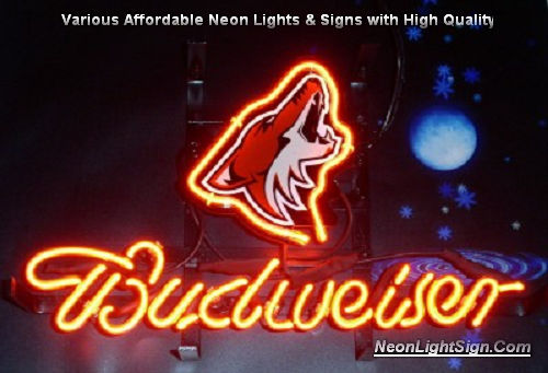 NHL Phoenix Coyotes Hockey Budweiser Beer Bar Neon Light Sign