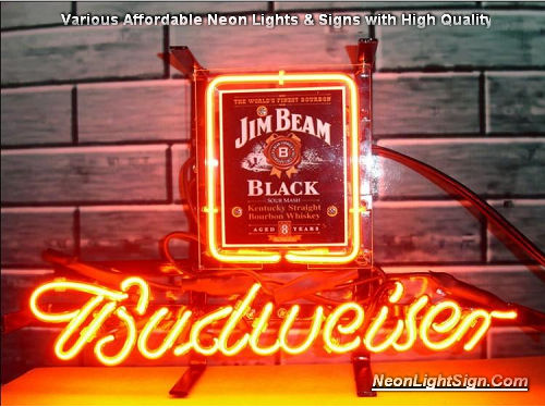 Jim Beam Black Brand LOGO Budweiser Beer Bar Neon Light Sign