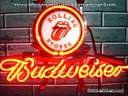 Rolling Stones Budweiser Beer Bar Neon Light Sign