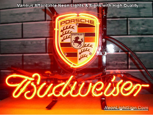 PORSCHE Budweiser Beer Bar Neon Light Sign