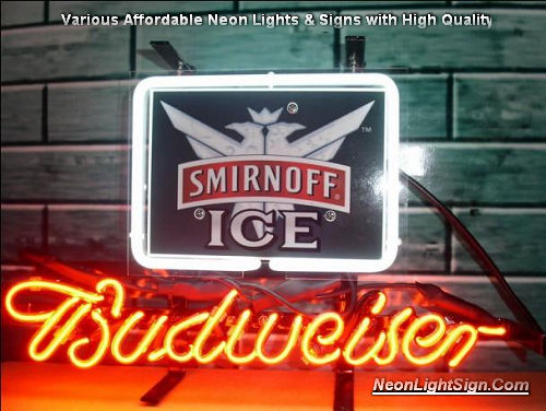 Smirnoff Ice Vodka Budweiser Beer Bar Neon Light Sign