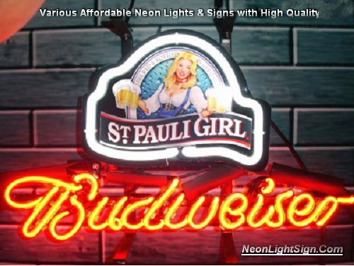 ST. Pauli Girl Budweiser Beer Bar Neon Light Sign
