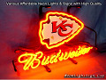NFL Kansas City Chiefs KC Budweiser Beer Bar Neon Light Sign