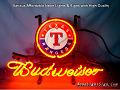 MLB Texas Rangers Budweiser Beer Bar Neon Light Sign