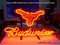NCAA Texas longhorns Budweiser Beer Bar Neon Light Sign