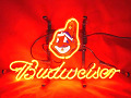 MLB Cleveland Indians Budweiser Beer Bar Neon Light Sign